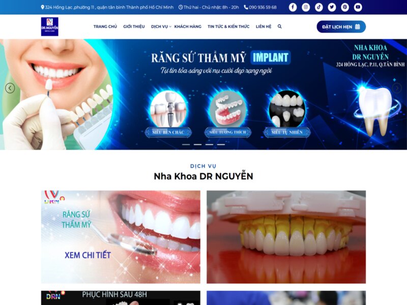 Giao diện website thẩm mỹ DR NGUYEN